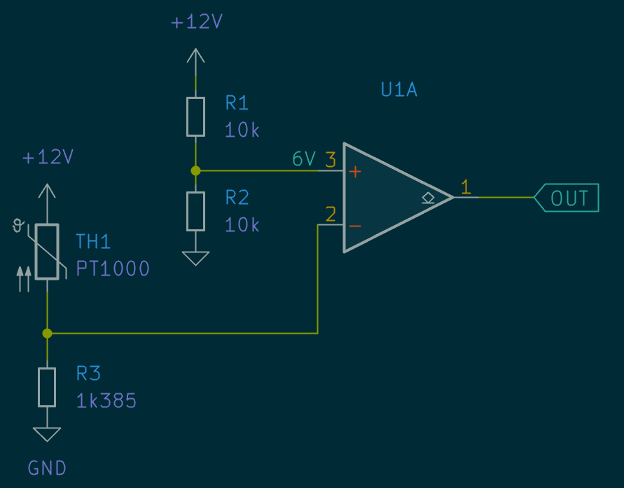 A simple cicuit diagram implemening signal processing on Op-Amp